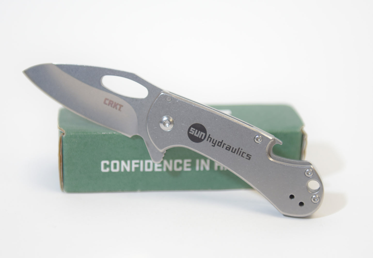 CRKT Bev-Edge Knife with Sun Hydraulics logo