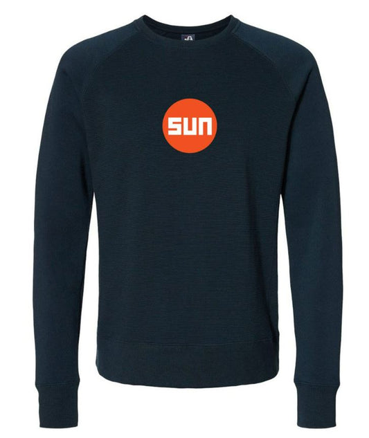 J. America - Sun Circle Navy Fleece Raglan Crewneck Sweatshirt